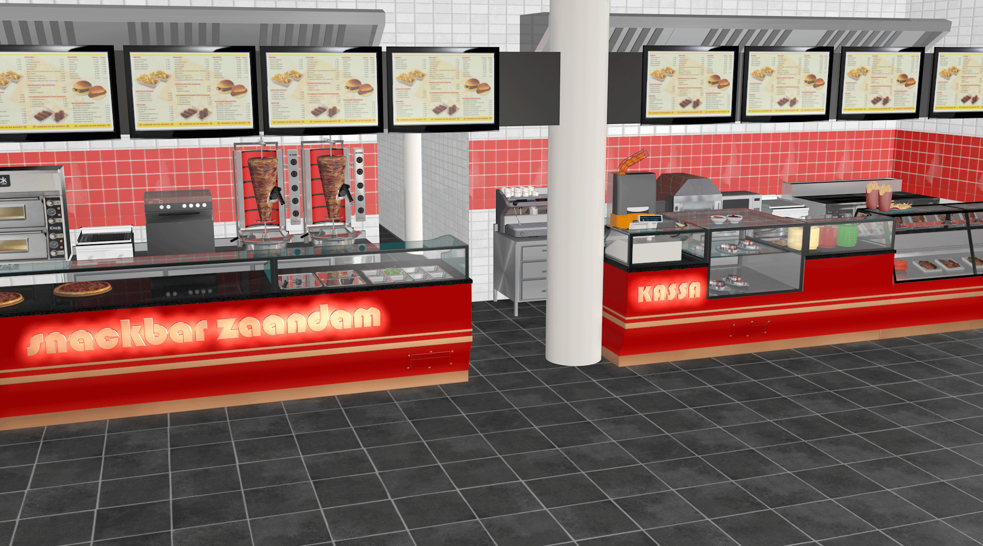 horeca snackbar 3d tekening